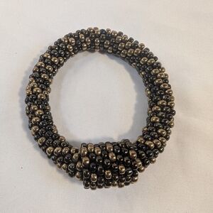 Oprah Selection Beaded Black and copper  peyote stitch tubular roll on bracelet